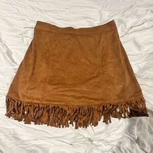 MyMichelleGirls Cowboy Fringe Brown Girls Skirt Size Medium